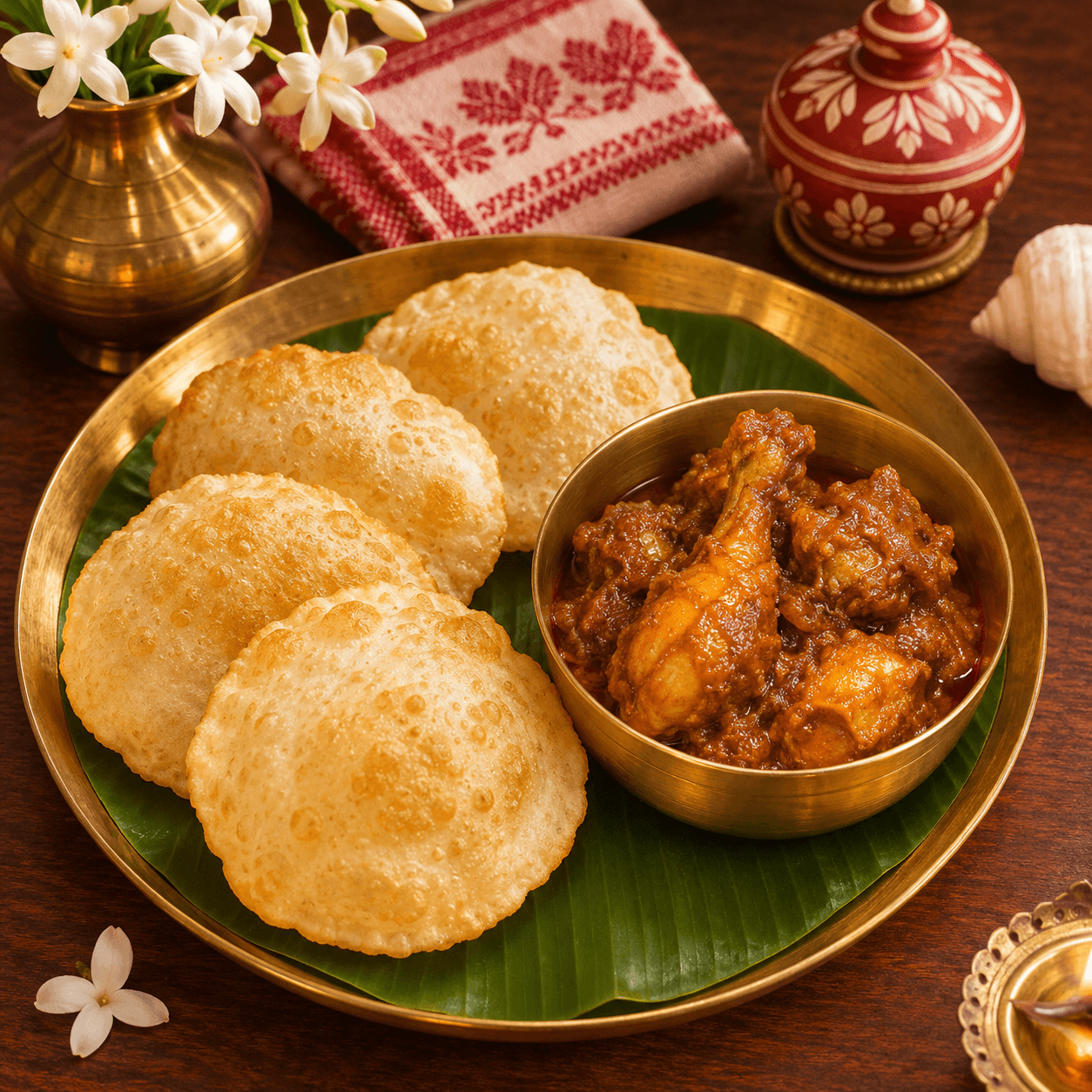 Chicken Kosha with Luchi